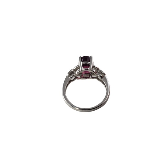 Vintage 14K White Gold Pink Tourmaline and Diamond Ring Size 6.5-6.75 #13768 - Picture 5 of 9